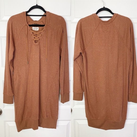 Prana Cozy Up Terry Sweatshirt Dress Roux Heather Long Sleeve Size Small NWOT - Picture 1 of 6